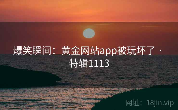 爆笑瞬间：黄金网站app被玩坏了 · 特辑1113